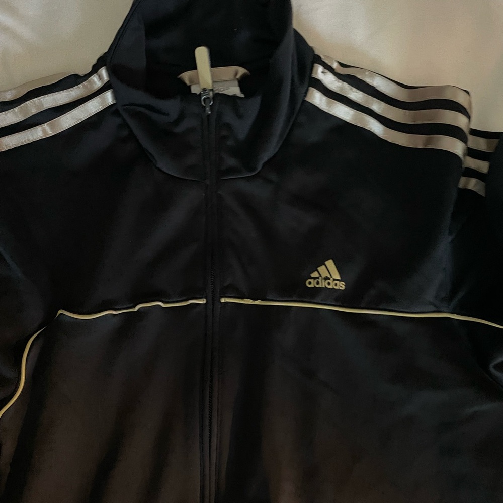 Adidas Black Jacket with Gold Accents